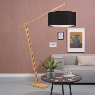 GOOD&MOJO Vloerlamp 'Montblanc' Bamboe en Eco linnen, 207cm, kleur Zwart