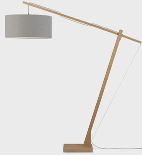 GOOD&MOJO Vloerlamp 'Montblanc' Bamboe en Eco linnen, 207cm, kleur Lichtgrijs