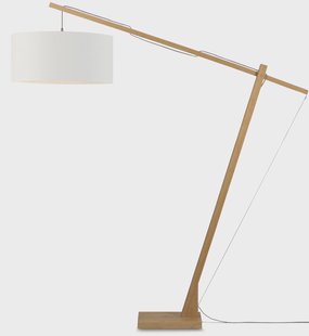 GOOD&MOJO Vloerlamp 'Montblanc' Bamboe en Eco linnen, 207cm, kleur Wit