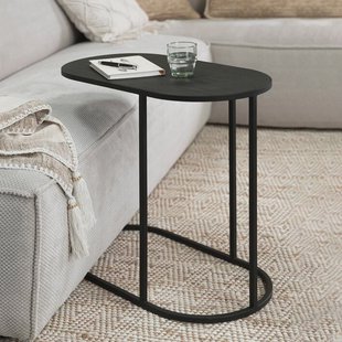 DTP Home Ovale Laptoptafel 'Terra' Teakhout, 65 x 35cm, kleur Zwart