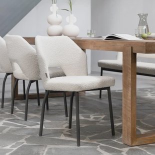 MUST Living Eetkamerstoel 'Bloom' Bouclé, kleur Naturel