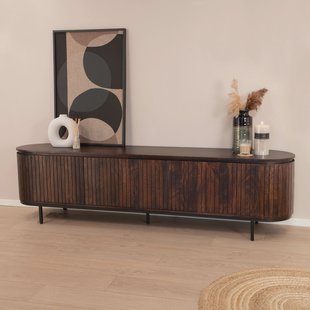 Livingfurn TV-meubel 'Noor' Mangohout, 210cm, kleur Walnoot