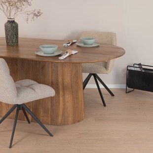 Sohome Ovale Eettafel 'Olav' Mangohout, 230 x 110cm, kleur Bruin