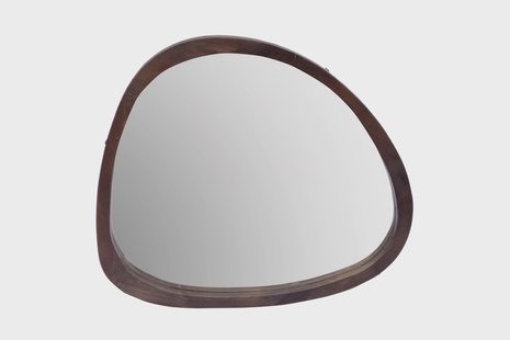 Brix Spiegel 'Joy' Mangohout, 70 x 80cm, kleur Walnoot