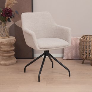 Sohome Draaibare Eetkamerstoel 'Lori' Bouclé, kleur Naturel