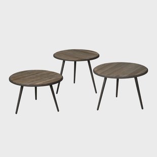 RENEW Bijzettafel 'Turi' Teakhout, Set van 3 stuks, kleur Wine