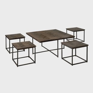 RENEW Salontafel 'Via' Teakhout, Set van 5 stuks, kleur Wine