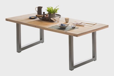 Artistiq Eettafel 'Alyne' Met zilveren U-poot, Mangohout, 200 x 100cm