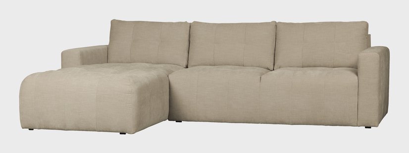 vtwonen Loungebank 'Bar' Links, Washed look, kleur Zand