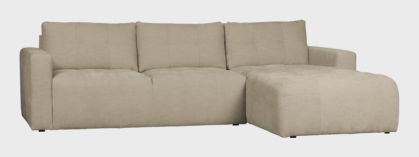 vtwonen Loungebank 'Bar' Rechts, Washed look, kleur Zand