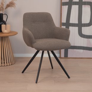 Sohome Draaibare Eetkamerstoel 'Aimée' Bouclé, kleur Bruin