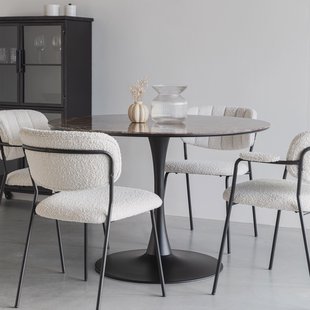 ZILT Ronde Eettafel 'Trisha' Marmerlook, 110cm, kleur Zwart