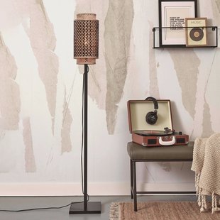 GOOD&MOJO Vloerlamp 'Bhutan' Bamboe, 145cm, kleur Zwart/Naturel