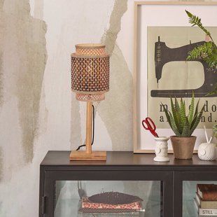 GOOD&MOJO Tafellamp 'Bhutan' Bamboe, 45cm, kleur Naturel/Zwart