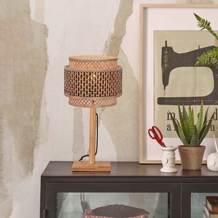GOOD&MOJO Tafellamp 'Bhutan' Bamboe, 40cm, kleur Naturel/Zwart