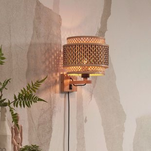 GOOD&MOJO Wandlamp 'Bhutan' Bamboe, 25cm, kleur Naturel/Zwart