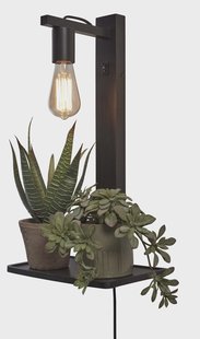 GOOD&MOJO Wandlamp 'Flores' Met plankje, Bamboe, kleur Zwart