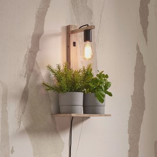 GOOD&MOJO Wandlamp 'Flores' Met plankje, Bamboe, kleur Naturel