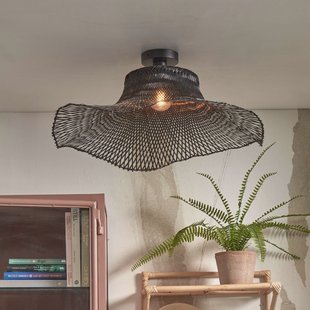 GOOD&MOJO Plafondlamp 'Ibiza' Bamboe, 50cm, kleur Zwart