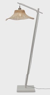 GOOD&MOJO Vloerlamp 'Ibiza' Bamboe, 150cm, kleur Wit/Naturel