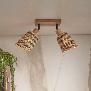 GOOD&MOJO Plafondlamp 'Java' 2-lamps, Bamboe, kleur Naturel/Zwart