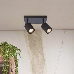 GOOD&MOJO Plafondlamp 'Java' 2-lamps, Bamboe, kleur Zwart