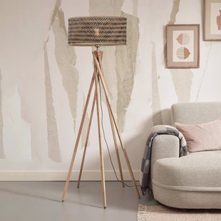 GOOD&MOJO Vloerlamp 'Java' 5-poot, Bamboe, kleur Naturel/Zwart