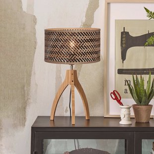 GOOD&MOJO Tafellamp 'Java' 3-poot, Bamboe, kleur Naturel/Zwart