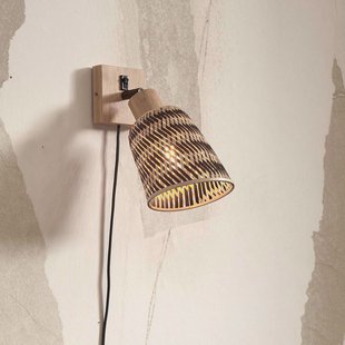GOOD&MOJO Wandlamp 'Java' Bamboe, kleur Naturel/Zwart