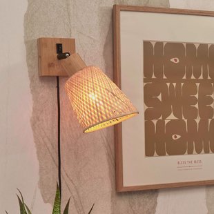 GOOD&MOJO Wandlamp 'Java' Bamboe, kleur Naturel/Zwart