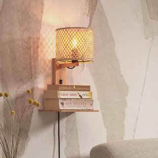 GOOD&MOJO Wandlamp 'Java' Met plankje, Bamboe, kleur Naturel