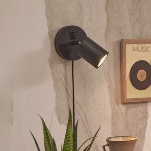 GOOD&MOJO Wandlamp 'Java' Spot, Bamboe, kleur Zwart