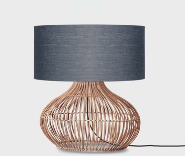 GOOD&MOJO Tafellamp 'Kalahari' Rotan en linnen, 65cm, kleur Naturel/Donkergrijs
