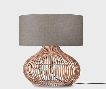 GOOD&MOJO Tafellamp 'Kalahari' Rotan en linnen, 65cm, kleur Naturel/Donkerbeige