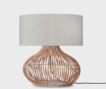 GOOD&MOJO Tafellamp 'Kalahari' Rotan en linnen, 65cm, kleur Naturel/Beige