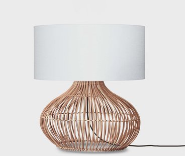 GOOD&MOJO Tafellamp 'Kalahari' Rotan en linnen, 65cm, kleur Naturel/Wit