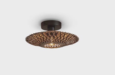 GOOD&MOJO Plafondlamp 'Kalimantan' Bamboe, 30cm, kleur Naturel/Zwart