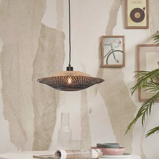 GOOD&MOJO Hanglamp 'Kalimantan' Bamboe, 44cm, kleur Zwart/Naturel