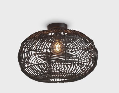 GOOD&MOJO Plafondlamp 'Madeira' Rotan, 48cm, kleur Zwart