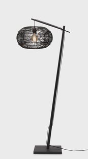 GOOD&MOJO Vloerlamp 'Madeira' Bamboe en rotan, 176cm, kleur Zwart