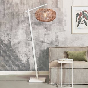 GOOD&MOJO Vloerlamp 'Madeira' Bamboe en rotan, 176cm, kleur Naturel/Wit