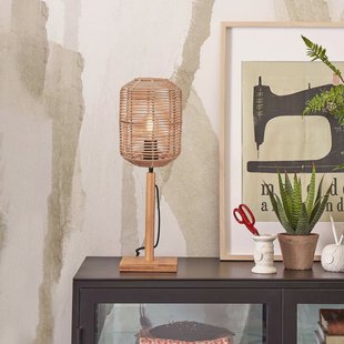 GOOD&MOJO Tafellamp 'Tanami' Bamboe en rotan, 45cm, kleur Naturel