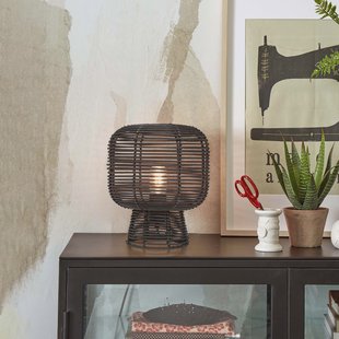 GOOD&MOJO Tafellamp 'Tanami' Rotan, 30cm, kleur Zwart