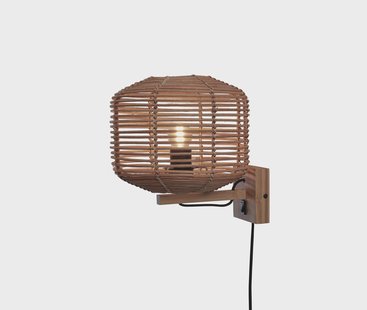 GOOD&MOJO Wandlamp 'Tanami' Rotan, 25cm, kleur Naturel