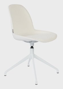 Zuiver Draaibare Eetkamerstoel 'Albert Kuip' Bouclé, kleur Wit