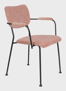 Zuiver Eetkamerstoel 'Benson' Met armleuning, Ribstof, kleur Roze