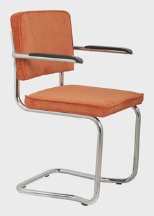 Zuiver Eetkamerstoel 'Ridge' Kink, Ribstof, kleur Oranje