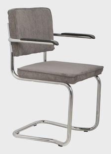 Eetkamerstoel Ridge Met armleuning, Kink, Ribstof, kleur Antraciet