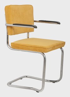 Eetkamerstoel Ridge Met armleuning, Kink, Ribstof, kleur Geel