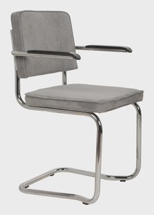 Eetkamerstoel Ridge Met armleuning, Kink, Ribstof, kleur Grijs